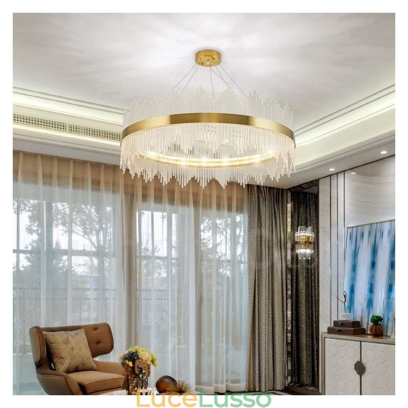 Lampadario rotondo in cristallo di lusso postmoderno Sala espositiva