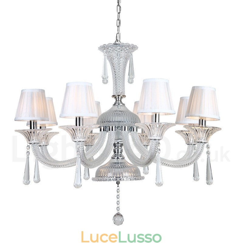 Lampadario a candela in cristallo trasparente