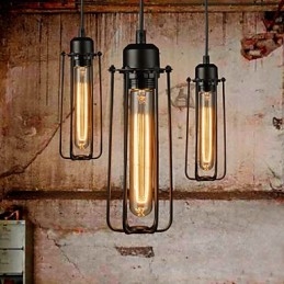 Lampadario Mini Stile Rustico Lodge Retro Metallo 3 Luci Lampada a Sospensione