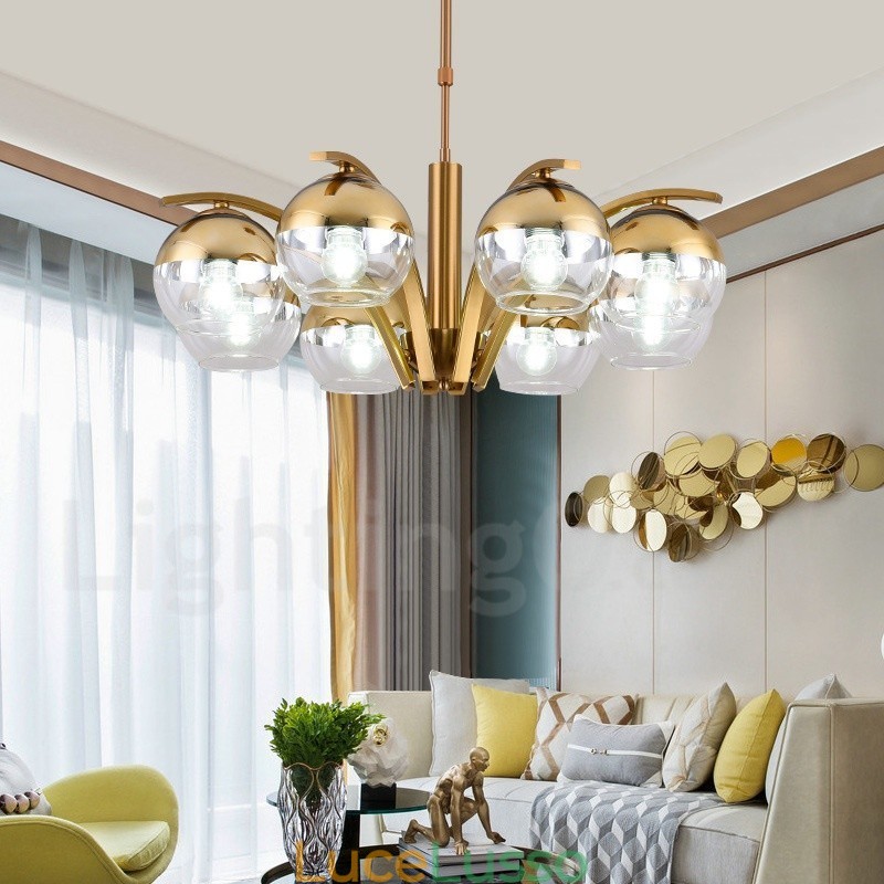 Lampadario in oro e argento stile nordico