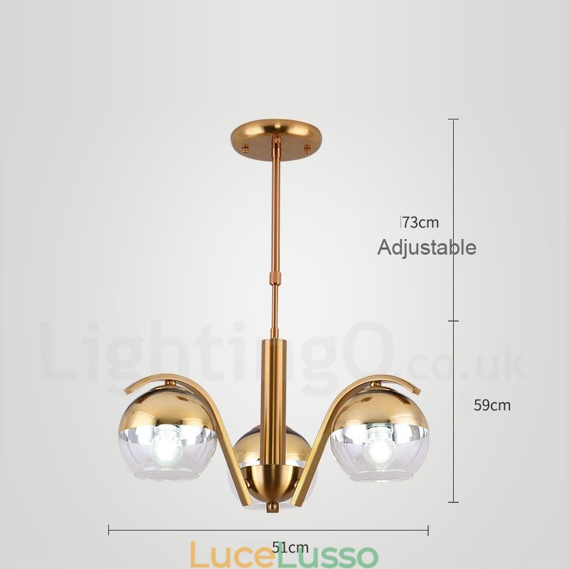 Lampadario in oro e argento stile nordico