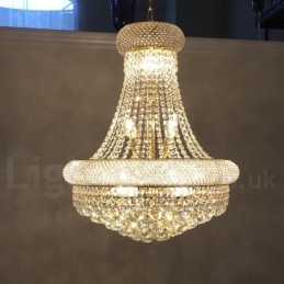 Lampadario in metallo con cristallo K9 rotondo tradizionale classico a 2 livelli