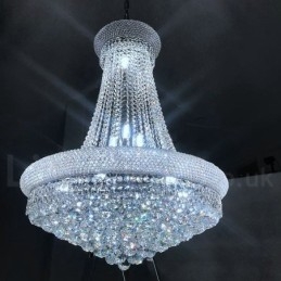 Lampadario in metallo con cristallo K9 rotondo tradizionale classico a 2 livelli
