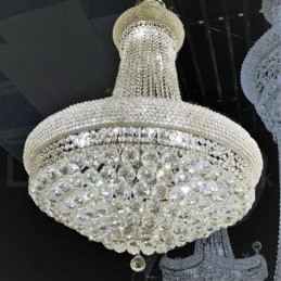 Lampadario in metallo con cristallo K9 rotondo tradizionale classico a 2 livelli