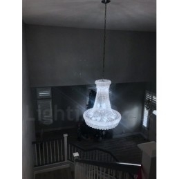 Lampadario in metallo con cristallo K9 rotondo tradizionale classico a 2 livelli