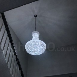 Lampadario in metallo con cristallo K9 rotondo tradizionale classico a 2 livelli