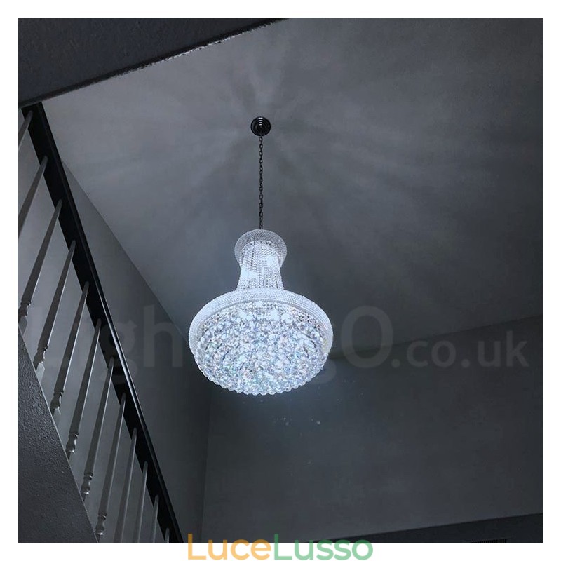 Lampadario in metallo con cristallo K9 rotondo tradizionale classico a 2 livelli