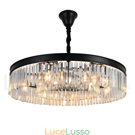 Lampadario a sospensione in cristallo K9 rotondo di lusso postmoderno, sala espositiva Lampadario a sospensione in cristallo K9 rotondo di lusso postmoderno, sala espositiva