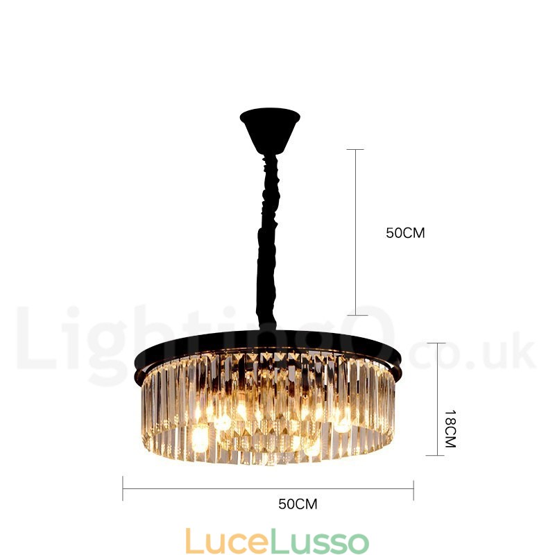 Lampadario a sospensione in cristallo K9 rotondo di lusso postmoderno, sala espositiva