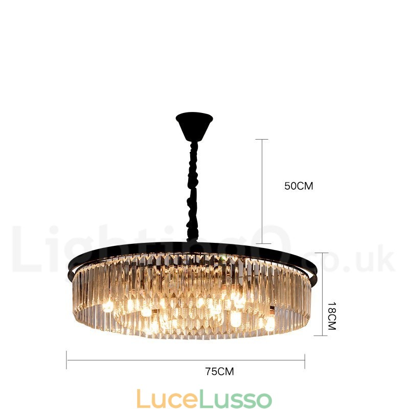 Lampadario a sospensione in cristallo K9 rotondo di lusso postmoderno, sala espositiva
