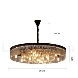 Lampadario a sospensione in cristallo K9 rotondo di lusso postmoderno, sala espositiva