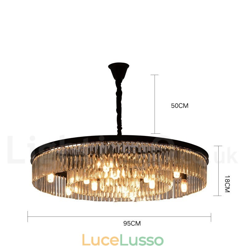 Lampadario a sospensione in cristallo K9 rotondo di lusso postmoderno, sala espositiva