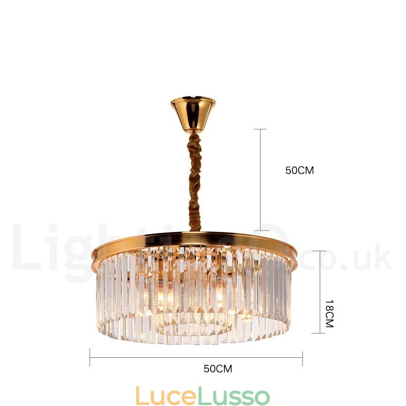 Lampadario a sospensione in cristallo K9 rotondo di lusso postmoderno, sala espositiva