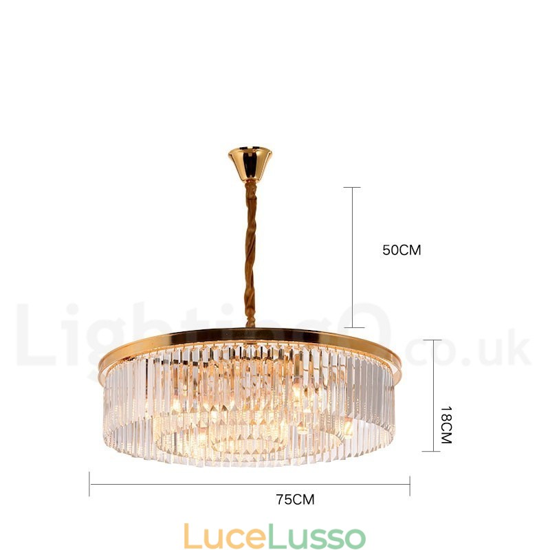 Lampadario a sospensione in cristallo K9 rotondo di lusso postmoderno, sala espositiva