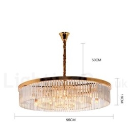 Lampadario a sospensione in cristallo K9 rotondo di lusso postmoderno, sala espositiva