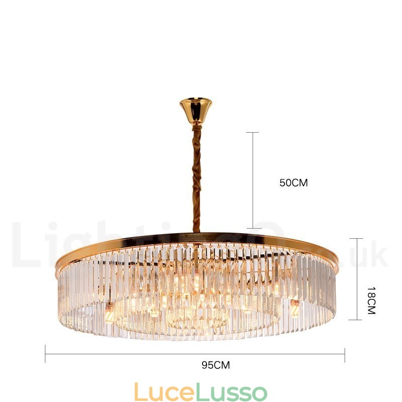 Lampadario a sospensione in cristallo K9 rotondo di lusso postmoderno, sala espositiva