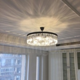 Lampadario a sospensione in cristallo K9 rotondo di lusso postmoderno, sala espositiva
