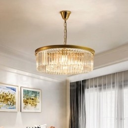 Lampadario a sospensione in cristallo K9 rotondo di lusso postmoderno, sala espositiva
