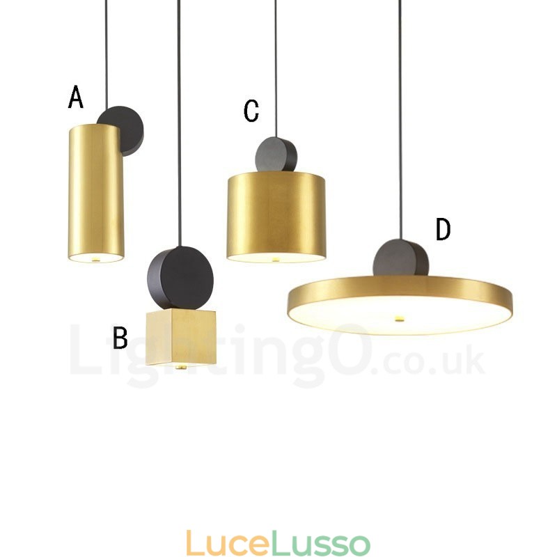 4 stili di lampada a sospensione postmoderna in oro e nero
