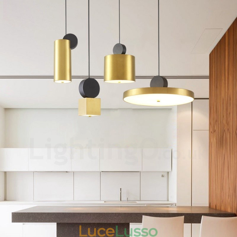4 stili di lampada a sospensione postmoderna in oro e nero