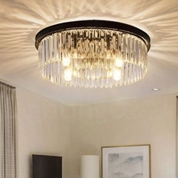 Lampada da soffitto a filo in cristallo K9 rotonda di lusso postmoderna, sala espositiva