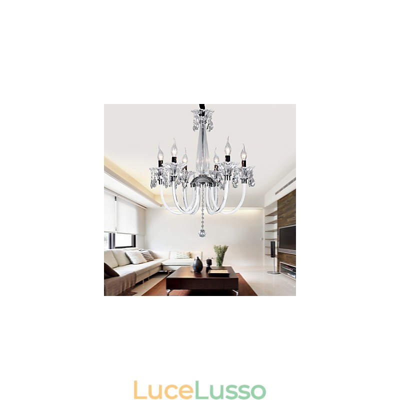 Elegante lampadario di cristallo con 6 luci a candela