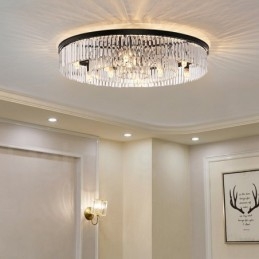 Lampada da soffitto a filo in cristallo K9 rotonda di lusso postmoderna, sala espositiva