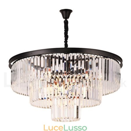 Lampadario a sospensione in cristallo K9 rotondo di lusso postmoderno, sala espositiva Lampadario a sospensione in cristallo K9 rotondo di lusso postmoderno, sala espositiva