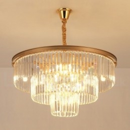 Lampadario a sospensione in cristallo K9 rotondo di lusso postmoderno, sala espositiva