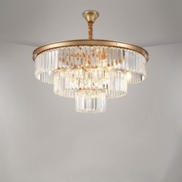 Lampadario a sospensione in cristallo K9 rotondo di lusso postmoderno, sala espositiva