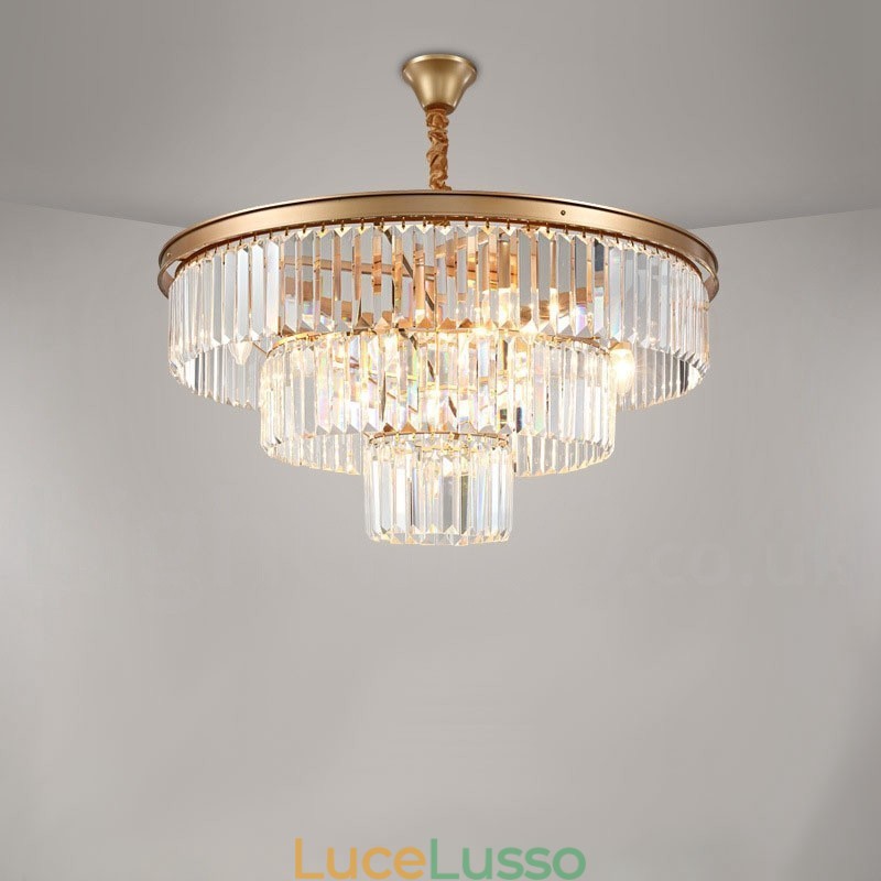 Lampadario a sospensione in cristallo K9 rotondo di lusso postmoderno, sala espositiva