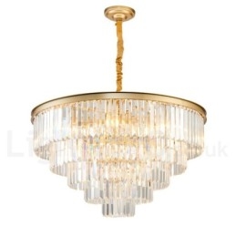 Lampadario a sospensione in cristallo K9 rotondo di lusso postmoderno, sala espositiva