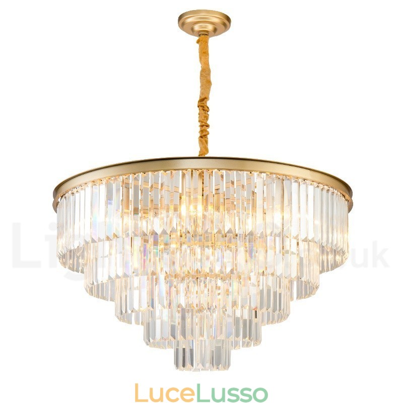 Lampadario a sospensione in cristallo K9 rotondo di lusso postmoderno, sala espositiva