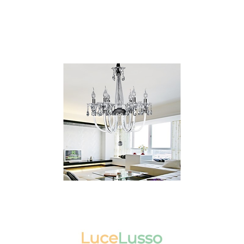 Elegante lampadario di cristallo con 6 luci a candela