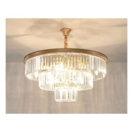 Lampadario a sospensione in cristallo K9 rotondo di lusso postmoderno, sala espositiva