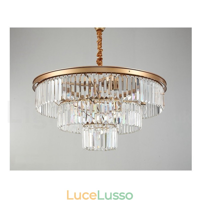 Lampadario a sospensione in cristallo K9 rotondo di lusso postmoderno, sala espositiva