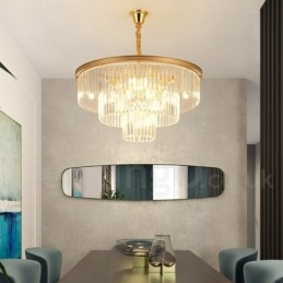 Lampadario a sospensione in cristallo K9 rotondo di lusso postmoderno, sala espositiva