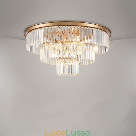 Lampada da soffitto a filo in cristallo K9 rotonda di lusso postmoderna, sala espositiva Lampada da soffitto a filo in cristallo K9 rotonda di lusso postmoderna, sala espositiva