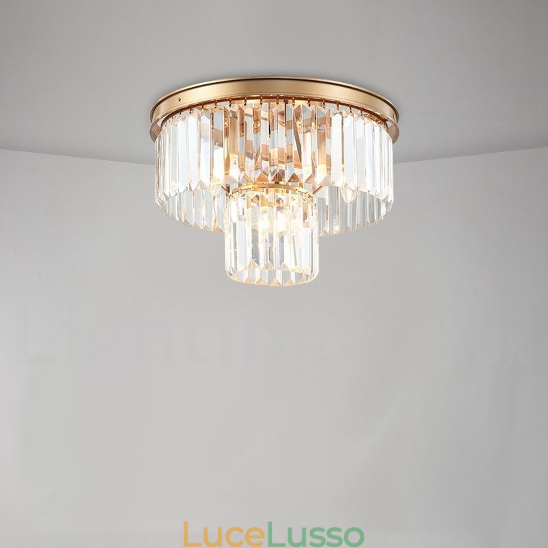 Lampada da soffitto a filo in cristallo K9 rotonda di lusso postmoderna, sala espositiva