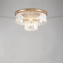 Lampada da soffitto a filo in cristallo K9 rotonda di lusso postmoderna, sala espositiva