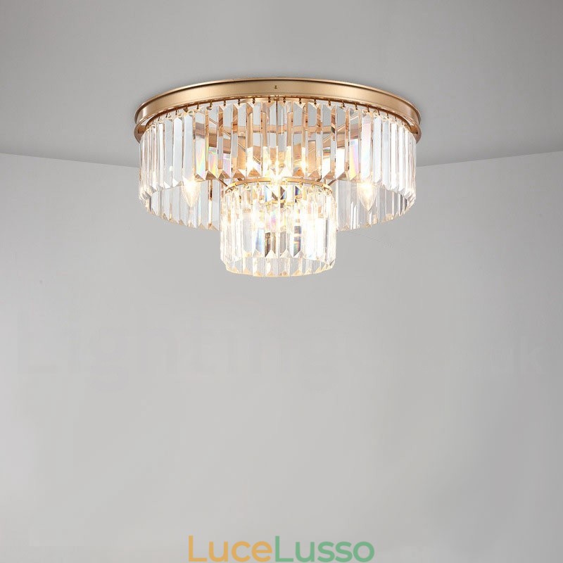Lampada da soffitto a filo in cristallo K9 rotonda di lusso postmoderna, sala espositiva