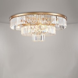 Lampada da soffitto a filo in cristallo K9 rotonda di lusso postmoderna, sala espositiva