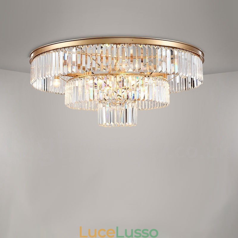 Lampada da soffitto a filo in cristallo K9 rotonda di lusso postmoderna, sala espositiva