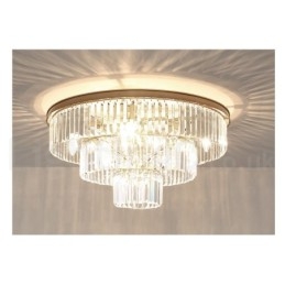 Lampada da soffitto a filo in cristallo K9 rotonda di lusso postmoderna, sala espositiva