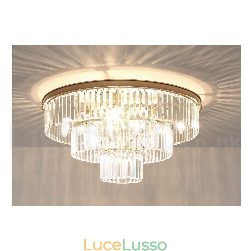 Lampada da soffitto a filo in cristallo K9 rotonda di lusso postmoderna, sala espositiva