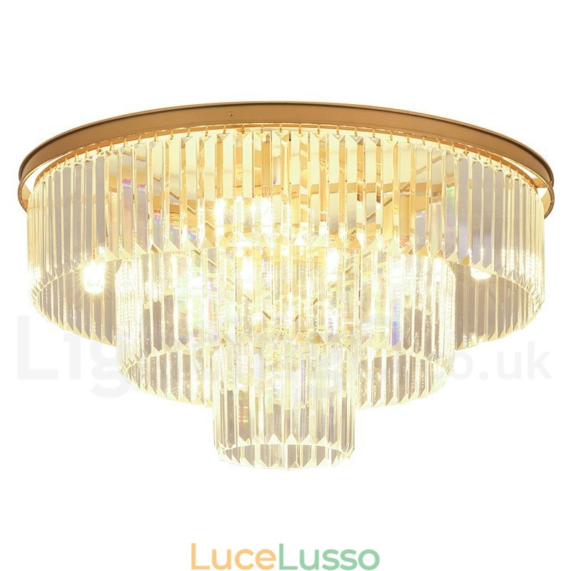 Lampada da soffitto a filo in cristallo K9 rotonda di lusso postmoderna, sala espositiva