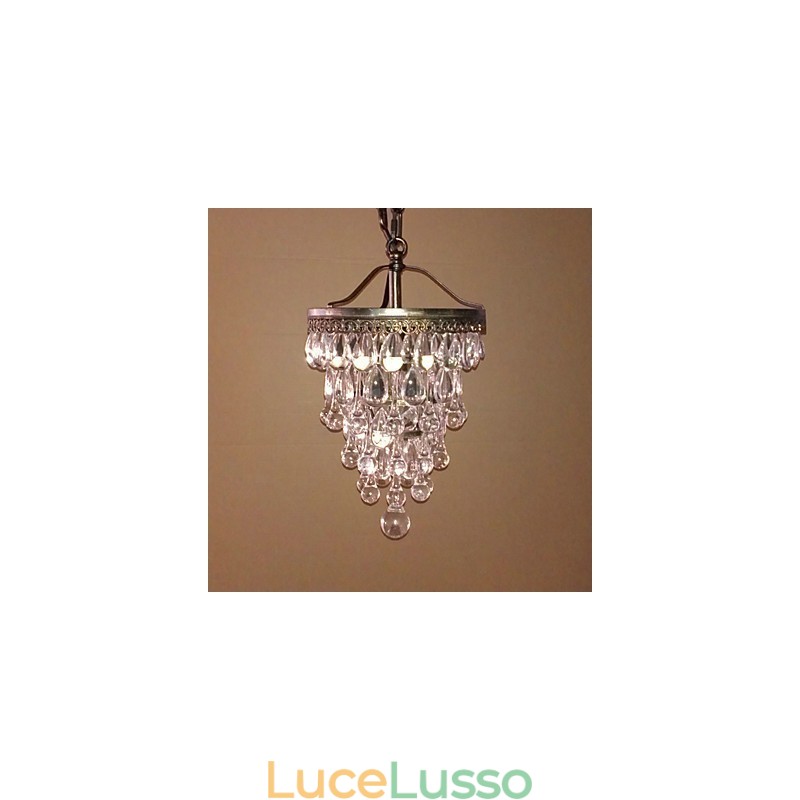Lampadario moderno con perline di cristallo con 1 luce e apparecchio di colore antico