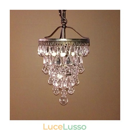 Lampadario moderno con perline di cristallo con 1 luce e apparecchio di colore antico Lampadario moderno con perline di cristallo con 1 luce e apparecchio di colore antico
