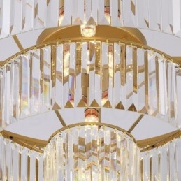 Lampada da soffitto a filo in cristallo K9 rotonda di lusso postmoderna, sala espositiva