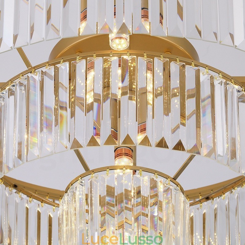 Lampada da soffitto a filo in cristallo K9 rotonda di lusso postmoderna, sala espositiva
